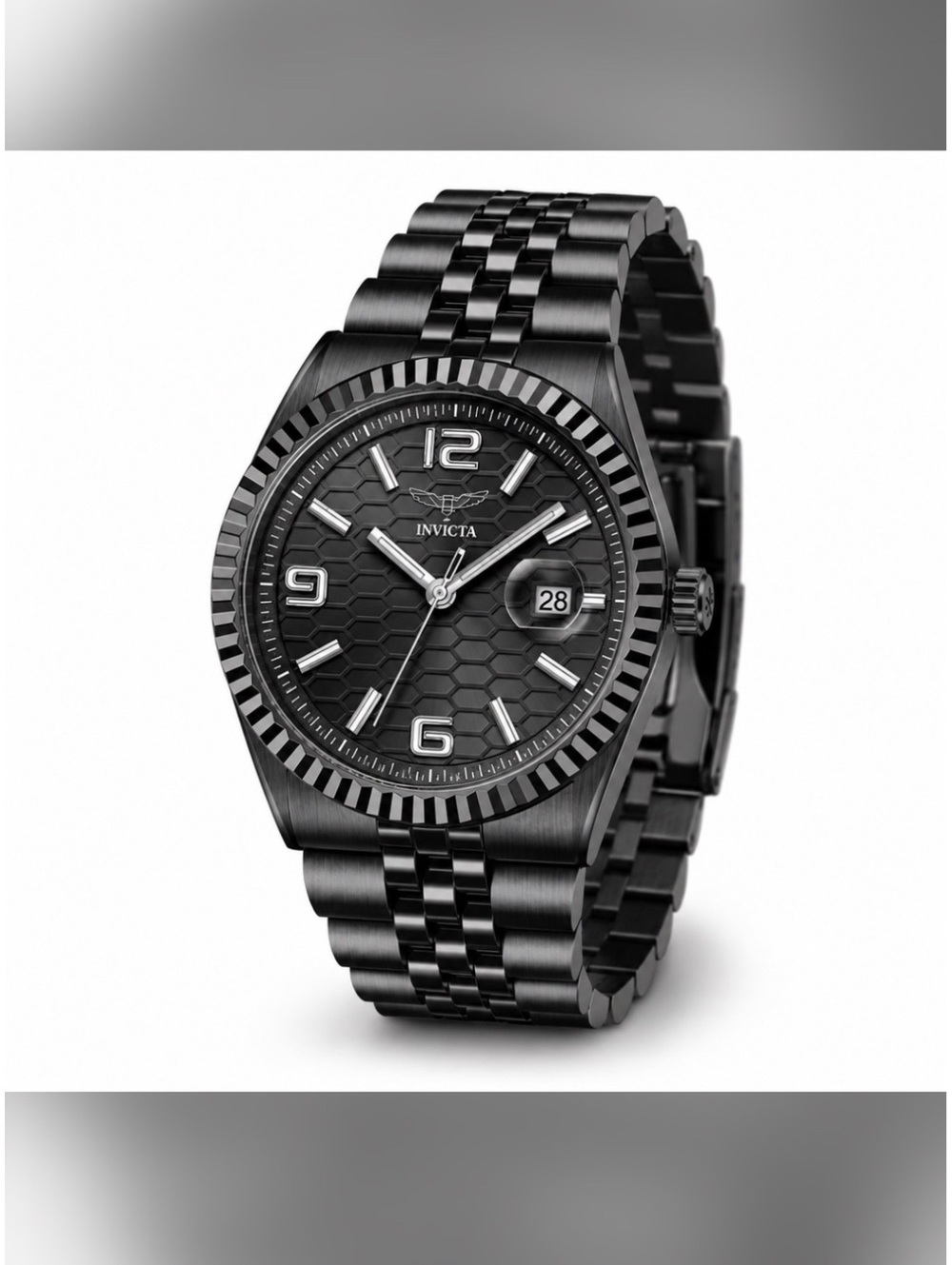 Invicta Men's Black Stainless Steel Wristwatch with Date Feature